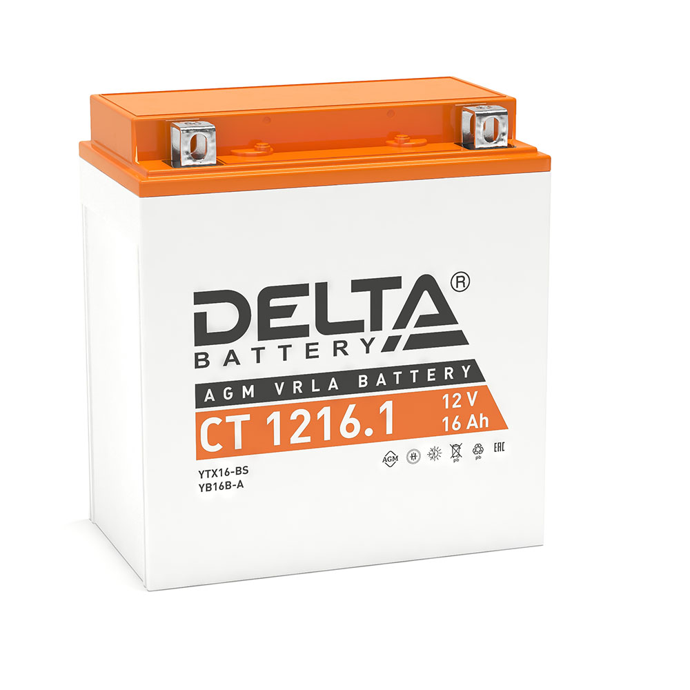 Аккумулятор Delta CT 1216.1 (12В | 16Ач) YB16B-A, YTX16-BS Аккумулятор Delta CT 1216.1 (12В | 16Ач) YB16B-A, YTX16-BS